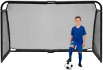 Bauerkraft Dideli metaliniai futbolo vartai su treniruočių tinklu futbolo žaidimams 300x200x90 cm juodi