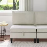 Vidurinė sofa su saugykla Kreminė Aksomas