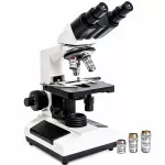 Binokulinis biologinis mikroskopas su 2 standartiniais objektyvais 1600X, binokuliarinis mikroskopas, biologinis mikroskopas, mikroskopas su dviem objektyvais
