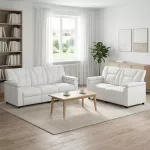 Sofa Sofos komplektas 2 vnt. Balta Dirbtinė oda