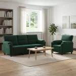 Sofa Sofos komplektas 2 vnt. Tamsiai žalia Aksomas