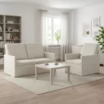 Sofa Sofos komplektas 2 vnt. Kreminė Aksomas