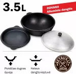 Užbeki&scaron;kas poliruotas kazanas (Namangan) 3.5L | plok&scaron;čias dugnas | su dangčiu-keptuvė. DOVANA - Aliuminio dangtis!!!