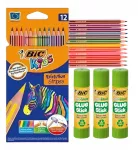 Bic pie&scaron;tukai 12 spalvų + 3 klijai 8g