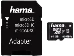 Atminties kortelė Hama Micro SDXC 64GB, 64 GB, Micro SDXC, 10 klasė, UHS-I, 80 MB/s, Juoda