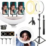 Profesionali Led Ring lempa 56cm fotografijai, makiažui + masyvus stovas