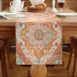 Boho stalo takelis, vintažinis, 33 x 183 cm, oranžinis spalvingas stalo takelis, skalbiamas lininis turki&scaron;ko stiliaus staltiesė, kaimi&scaron;ko stiliaus dekoracija sodybos valgomojo kambario vakarėliui, &scaron;ventinis stalo dekoras