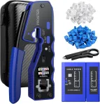 Rj45 užspaudimo įrankis proster tinklo kabelio replės jungties tinklo įrankis, skirtas rj45 cat6 cat5 cat5e su 50 vienetų cat6 perėjimo jungtimis, tinklo kabelio testeris, laikymo krep&scaron;ys