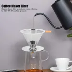 Pour over kavos dripperis, integruotas 304 nerūdijančio plieno kavos filtras, daugkartinis kavos filtras su rankena, itin smulkus mikro tinklelio filtras, kavos priedai, skirtas naminei kavai sausuose induose