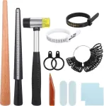 Fanshiontide 11 dalių žiedų gamybos įrankių rinkinys, griebtuvas, pir&scaron;to galo matuoklis, plaktukas, juvelyrikos įrankis sužadėtuvių žiedams