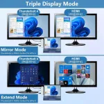 Surface Pro 11 10 9 dokstotis su 4k Hdmi, Thunderbolt 4 (8k vaizdo įra&scaron;as + 40 Gbps + 100 W galia), 100 M Rj45, 2 Usb 3.0, Sd Tf kortelių lizdas, 3,5 mm garso, Surface Pro 11/10/9/x priedai