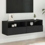 TV staliukas Vidaxl Sieninė Tv spintelė, juoda, 100x30x30 cm