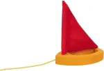 Ameisenkeks&reg; Puddle Ships geltona/raudona maža medinė valtis baloms, tvenkiniams, upeliams lavinti