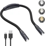 Criacr kaklo skaitymo lempa knygai, 3 spalvos ir reguliuojamas ry&scaron;kumas, led knygos lempa, įkraunama usb led pakabinama lempa skaitymui, mezgimui, stovyklavimui, bėgiojimui, remontui