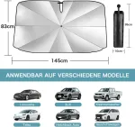 Automobilio saulės skydelis priekiniam stiklui 2025 m. atnaujinimas - 360&deg; besisukanti rankena | anglies pluo&scaron;to skeletas | efektyvi apsauga nuo Uv spindulių ir &scaron;ilumos izoliacija | universalus daugumai transporto priemonių, 145 x 83 cm