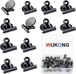 Wukong magnetiniai spaustukai, magnetai lentai, 12 vienetų pakuotė, maži magnetai &scaron;aldytuvui, stiprūs magnetai magnetinei lentai, mini magnetai, juodi magnetai, stipriai laikantys mokyklai, biurui ir lentai