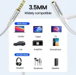 Moswag 3,5 mm vyri&scaron;kas-moteri&scaron;kas prailginimo laidas su mikrofono stereo garso adapteriu, nailono pynė, suderinamas su namų/automobilių stereosistemomis, i&scaron;maniaisiais telefonais, ausinėmis, plan&scaron;etiniais kompiuteriais, medijos grotuvais ir kt.