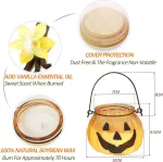 Artisoul Helovino žvakės moliūgo dekoracija, vanilės kvapo, 70 valandų, rudens Helovino žvakės, jack o lantern moliūgo dekoracija, moliūgų kvapo žvakė rudens Helovino dekoracijai, namams