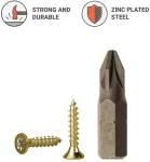 (2500 vnt. pakuotė) Geltono cinkuoto plieno 2,5 x 10 mm medvaržčiai, skirti medienos drožlių plok&scaron;tėms, universalūs Pozi Drive varžtai Pz su pilnu sriegiu, įleidžiama galvutė Pozidriv (2500, 2,5 x 10 mm)