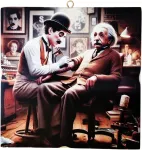 Plakatas Kustom Art sienų paveikslų serija &bdquo;puikūs istorijos personažai&ldquo; Albertas Ein&scaron;teinas Charlie Chaplin tatuiruotė ant rankos, atspausdinta ant medžio, 22 x 22 cm