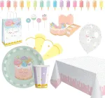 Amscan 9917840 Crazy Cake vakarėlio rinkinys, 56 dalys, vienkartiniai indai ir dekoracijos, vaikų gimtadienio vakarėlis