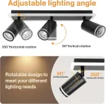 Uring lubinis &scaron;viestuvas led juodas lubinis &scaron;viestuvas 3 lemputės pasukamas 350&deg; lubinis &scaron;viestuvas su žemesniu &scaron;vytėjimu 10 w + 3 x 5 w gu10 lemputės, virtuvės lempa gu10 lubinė lempa prožektoriai lubinis &scaron;viestuvas miegamajam