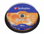 Verbatim 43523 DVD-R AZO 4.7GB 16X Matt Silver Surface diskai (10 vnt pakuotėje)