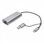 Digitus | USB Type-C Gigabit Ethernet Adapter 2.5G, USB-C + USB A (USB3.1/3.0) | DN-3028 | USB3.0/USB C 3.1 to 2.5G Ethernet Adapter