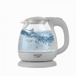 Adler | Kettle | AD 1283G | Standard | 1100 W | 1 L | Plastic/Glass | 360&deg; rotational base | Grey | AD 1283 grey