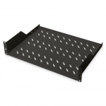 2U Fixed Shelf for Racks | DN-19 TRAY-2-SW | Digitus | Black | Perfect for storage of components which are not 483 mm (19&rdquo;) suitable. Slim design which takes space of 2 height units. Easy and quick to mount or dismount. Dimensions 88x482x349 mm, up t ...