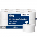 Tualetinis popierius Tork Advanced Mini Jumbo T2, 2 sl., 170m, 12 vnt. | 120280