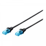 CAT 5e U-UTP | Patch cord | PVC AWG 26/7 | Boots with kink protection, strain relief and latch protection | Black | 1 m | Modular RJ45 (8/8) plug | DK-1512-010/BL