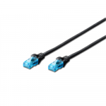 CAT 5e U-UTP | Patch cord | PVC AWG 26/7 | Boots with kink protection, strain relief and latch protection | Black | 3 m | Modular RJ45 (8/8) plug | DK-1512-030/BL