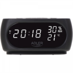 Adler | Clock with Thermometer | AD 1186 | Black | AD 1186 black