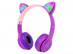 Wireless headset Bluetooth 5.0 LED for kids purple ears