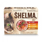 SHELMA with turkey, duck, chicken and beef in sauce - &scaron;lapias kačių maistas - 12x85g