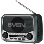 Speaker SVEN SRP-150, gray (3W, Bluetooth, FM/AM/SW, USB, microSD, flashlight, battery)