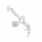 Desk arm for two monitors, adjustable, from 17 to 32 inches, load capacity up to 10 kg, white