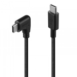 USB kabelis - LINDY USB 2.0 Type C Laidas, M/M, 90&deg; De&scaron;iniu Kampu, 60W PD, 1 m, Juodas