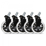 L33T Gaming 3" guminiai ratukai kėdėms (juodi)| Jungtis 11mm