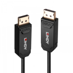 DisplayPort Kabelis - LINDY &Scaron;viesolaidinis Hibridinis DisplayPort 2.0 UHBR10 Kabelis, 40Gbps, 7680x4320@60Hz, 20 m, Juodas