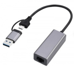 Gembird A-USB3AC-LAN2G-01 USB 2.5G gigabito tinklo adapteris, pilkos spalvos