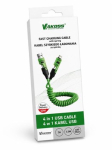 Vakoss MLU680G&ldquo; 4 viename kabelis, 1,5 m, 60 W, 3 A, QC/PD, žalias