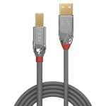 USB kabelis - LINDY Cromo Line USB 2.0 Type A į B Laidas, M/M, 5 m, Pilkas
