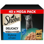 SHEBA Delicacy žuvies skoniai želėje &ndash; &scaron;lapias kačių ėdalas &ndash; 40&times;85g