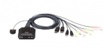 ATEN CS22DP-AT CS22DP 2-Port USB DisplayPort KVM Switch Remote port selector 1.2m cables