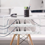 Maclean kabelio laikiklis po stalvir&scaron;iu, maks. apkrova 5 kg, maks. 728 mm, 2 lygiai, baltas, MC-102 W