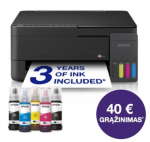 Epson EcoTank L3350 daugiafunkcis A4 spausdintuvas su &bdquo;Wi-Fi&ldquo;, &bdquo;AirPrint&ldquo; ir ra&scaron;alo talpykla, kurioje ra&scaron;alo yra tiek, kad pakaks iki 3 metų