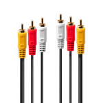 Garso Ir Vaizdo Kabelis - Lindy 3xRCA Kompozitinis Vaizdo Ir Stereo Garso 2 M Paauksuotas