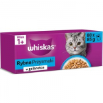 WHISKAS žuvies skanėstai želėje &ndash; &scaron;lapias kačių ėdalas &ndash; 80x85g